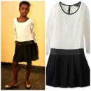 My Michelle Girls Long Sleeve Lace-to-Knit Dress with Faux Leather Trim- Size 8, 14 (8yrs, 10-12yrs)